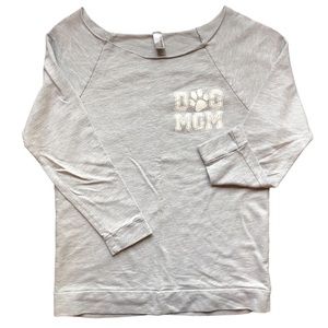THREAD TANK Dog Mom Wide Neck 3/4 Length Sleeve Shirt Grey Size Medium